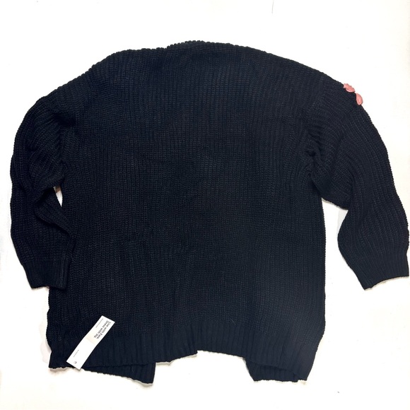 BloomChic Black Cardigan with Colorful Embroidered Floral Accents - Picture 2 of 2